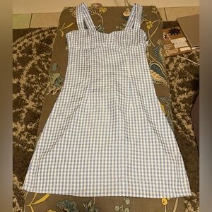 Divided Blue and White Checkered Mini Dress